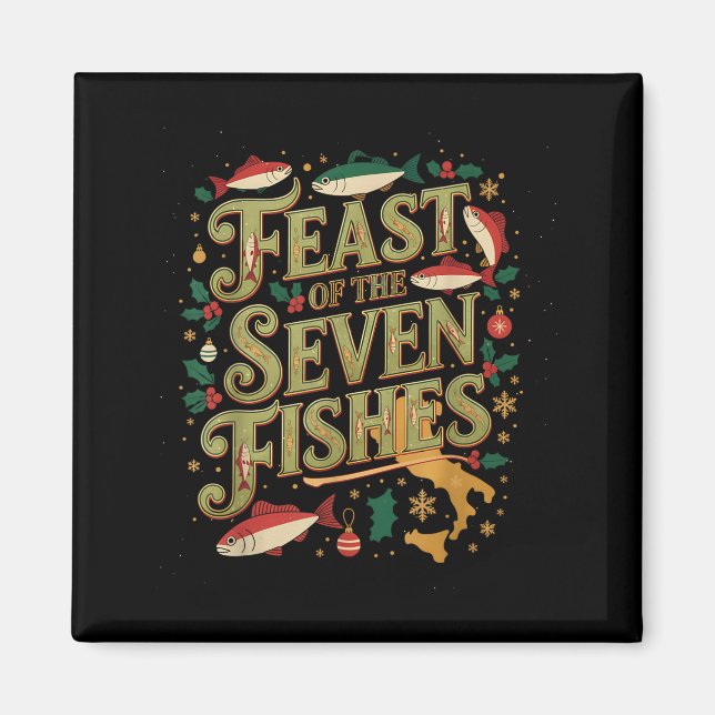 Feast Of The Seven Fishes Festive Italian Holiday  Magnet (Framsidan)