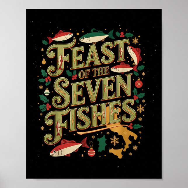 Feast Of The Seven Fishes Festive Italian Holiday  Poster (Framsidan)