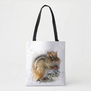 Feasting Chipmunk Animal Tote Bag Tygkasse