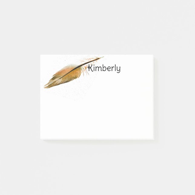  feather art brown and white personalize it  post-it block (Framsida)