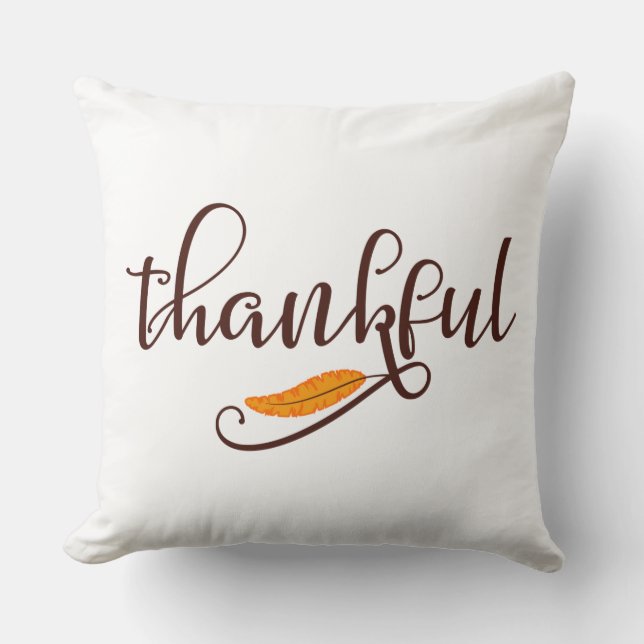Feather Boho Native Thankful Typography Kudde (Framsida)