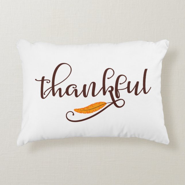 Feather Boho Native Thankful Typography Prydnadskudde (Framsidan)