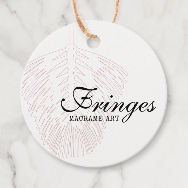 Feather Design Boho Macrame Tack-Märkre Gåvor Etiketter (Framsida)