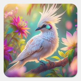  Feather Dove Fantasy Bird Fyrkantigt Klistermärke