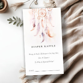 Feather Dreamcatcher Diaper Raffle Baby Shower Tilläggskort