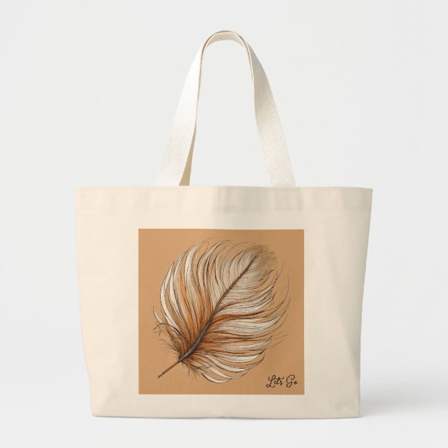 "Feather Elegance Tote Bag" Jumbo Tygkasse (Framsidan)