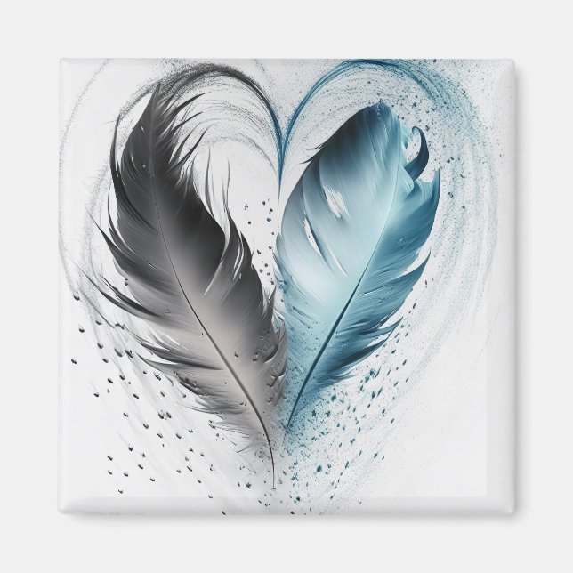Feather Heart - Light Blue Magnet (Framsidan)