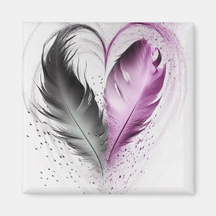 Feather Heart - Rosa Magnet