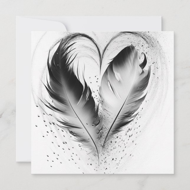 Feather Heart - svartvitt (Framsida)