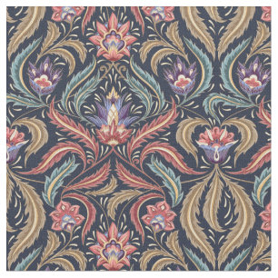 Feather Löv Blommigt Damask Grönt Rosa Lavender Tyg