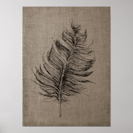 Feather nr 1 med Faux Linen Taupe Art Poster