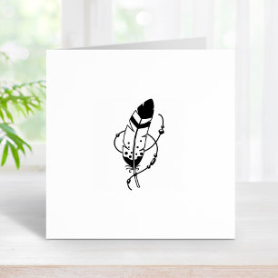 Feather Pärlor Tribal Boho Amulet 1x1 Stämpel