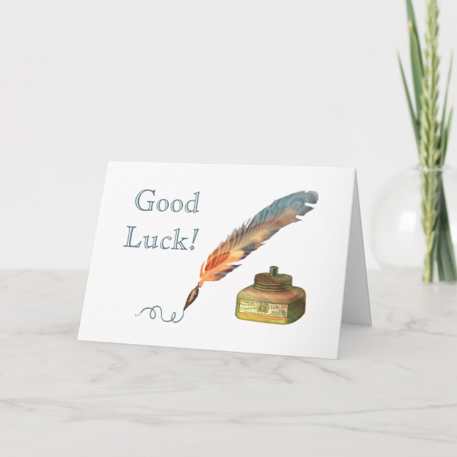 Feather Pen Lycka till Kort (Framsida)