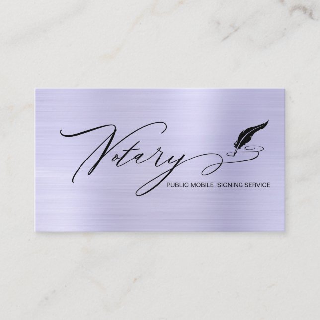 *~* Feather Pen NOTARY Frimärke PHOTO Signing Agen Visitkort (Framsida)