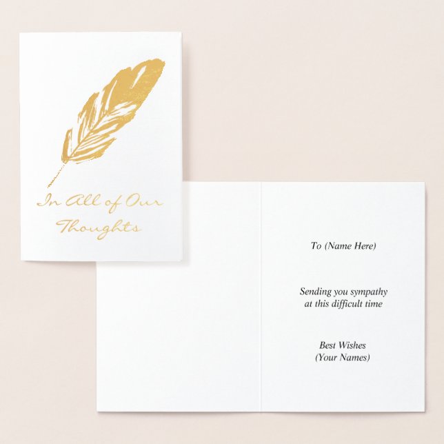 Feather Quill Motif - Alla våra tankar eller vår e Folierat Kort (Display)