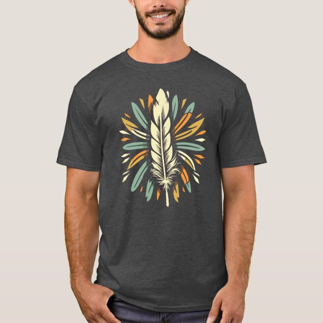 Feather Southwest Warrior Indian Tribal Art T Shirt (Framsida)