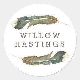 Feather Watercolor Duo Runt Klistermärke