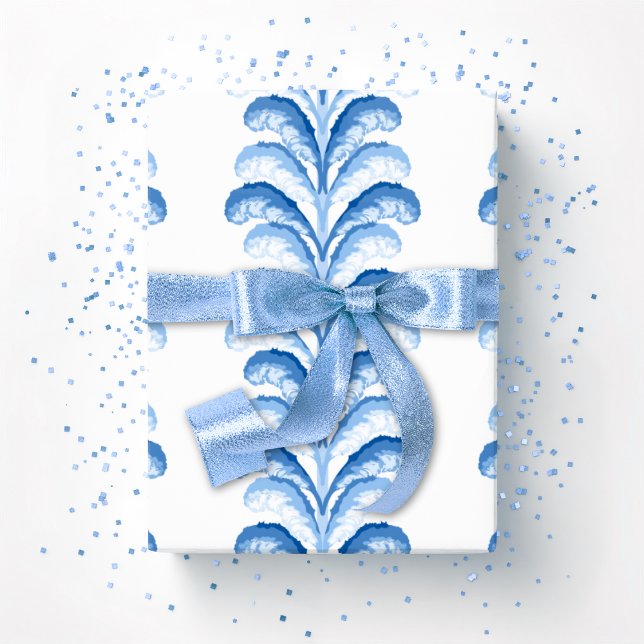 Feathered Fete Stripe in Blue Porcelain Presentpapper (Skapare uppladdad)