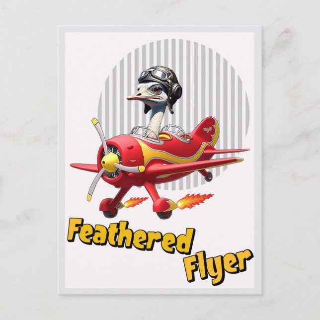 "FEATHERED FLYER" VYKORT (Framsida)