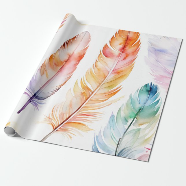 Featherlight: Watercolor Mönster Presentpapper (Utrullad)