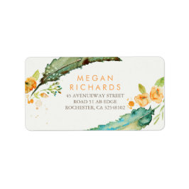 Feathers Bohemian Romantic Teal Bröllop Adressetikett