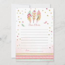 Feathers Boho Tribal Guestbook Cards Time Capsule Kort