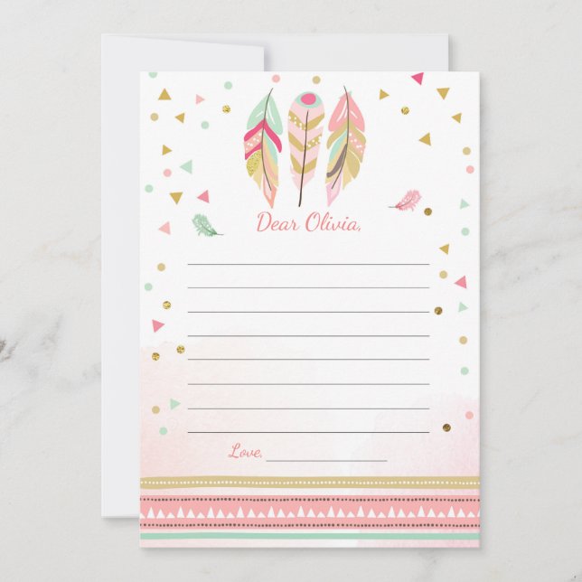 Feathers Boho Tribal Guestbook Cards Time Capsule Kort (Framsida)