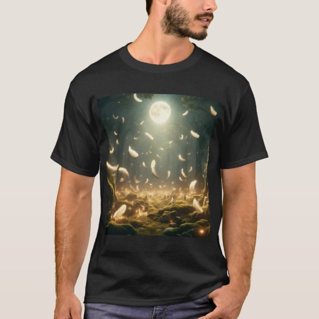 Feathers Måne Fantasy Dream T Shirt (Framsida)