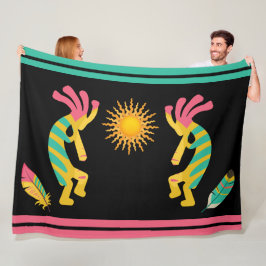 Feathers och Kokopelli Fleece Blanket