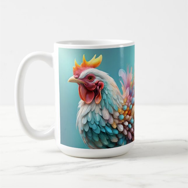 "Feathers of Färg: The Rainbow Chicken" Kaffemugg (Vänster)