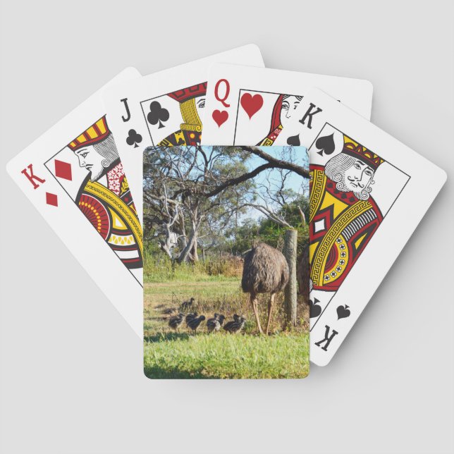 "Feathers of Pride: Emu Parents with their Chicks" Casinokort (Baksidan)