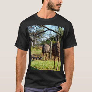 "Feathers of Pride: Emu Parents with their Chicks" T Shirt