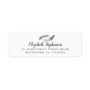 Feathers par Watercolor Bohemian Returadress Etikett