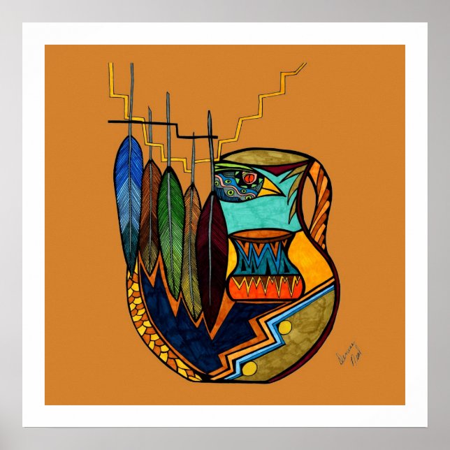 Feathers & Pot Spirit Reproduction Poster (Framsidan)