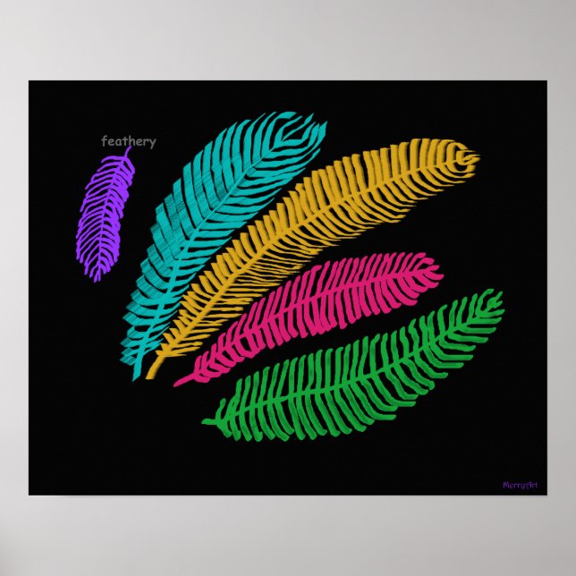 Feathersk originalkonst ljusa färger poster (Framsidan)