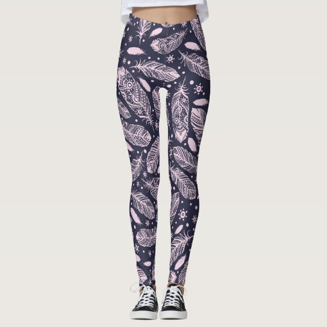 Feathery Fantasy: Romantic Mönster Creation Leggings (Framsida)