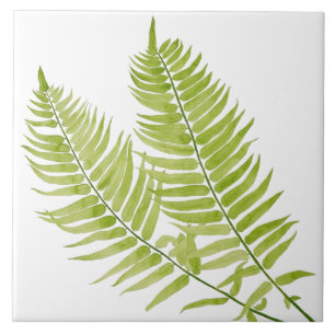 Feathery Fern på en keramisk platta Kakelplatta