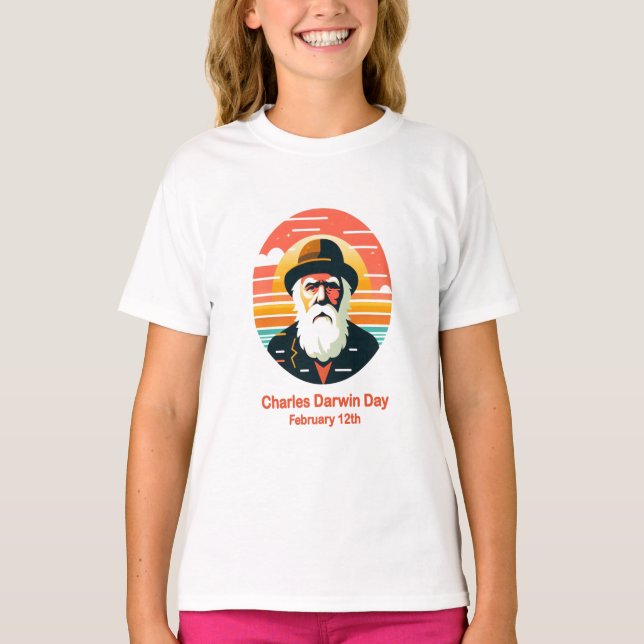 Feb 12:e Charles Darwin Day T Shirt (Framsida)