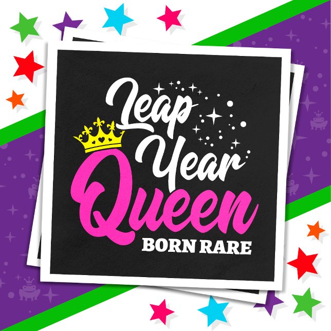 Feb 29 Leap Year Queen Leap Day Birthday Born Säll Pappersservett (Skapare uppladdad)