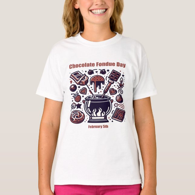 Feb 5:e - Chocolate Fondue Day T Shirt (Framsida)
