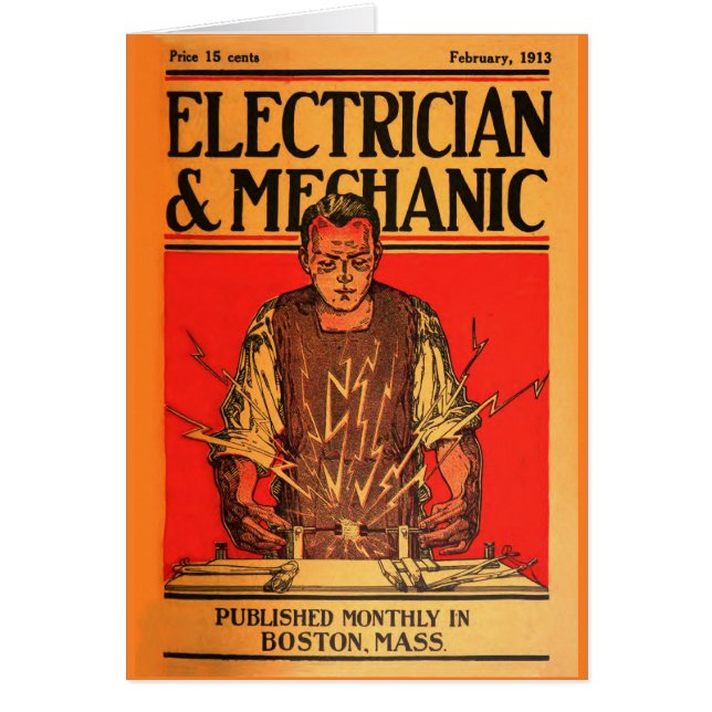 "Feb-Elektriker 1913 och mekaniker" kort (Framsidan)