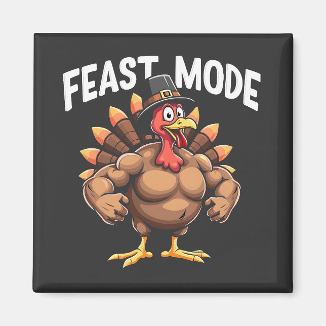 Feberläge Funny Thanksgiving Turkiet Fitness Meal Magnet (Framsidan)