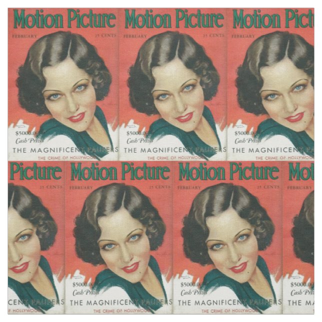 Februari 1931 Filmmunk Gloria Swanson-täckblad Tyg (Provkarta)