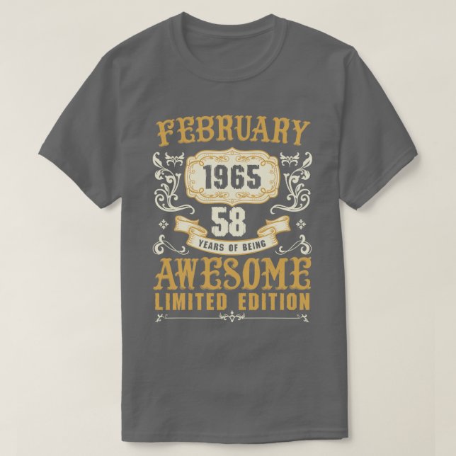 Februari 1965 58 års ålder av Fantastisk Begränsad T Shirt (Design framsida)