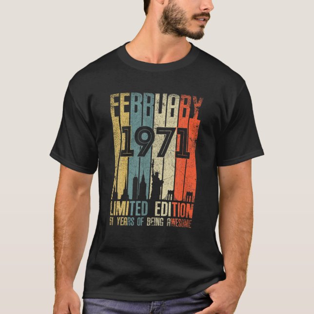 Februari 1971 51 Födelsedag 51 år gammal 1971 T Shirt (Framsida)