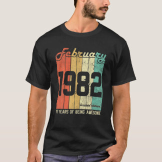 Februari 1982 40 år begränsat utgåva 40:e födelsed t shirt
