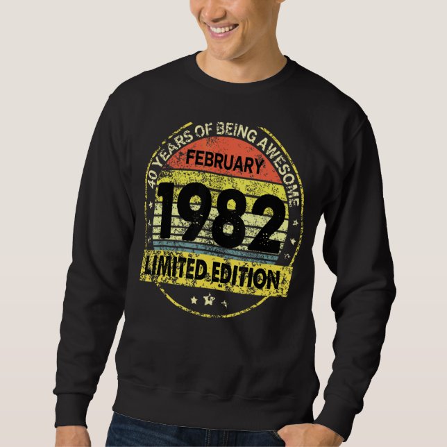 februari 1982 40:e födelsedagen 40 år gammal lång ärmad tröja (Framsida)