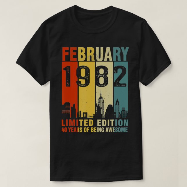 Februari 1982 Begränsad utgåva 40 år av AW T Shirt (Design framsida)