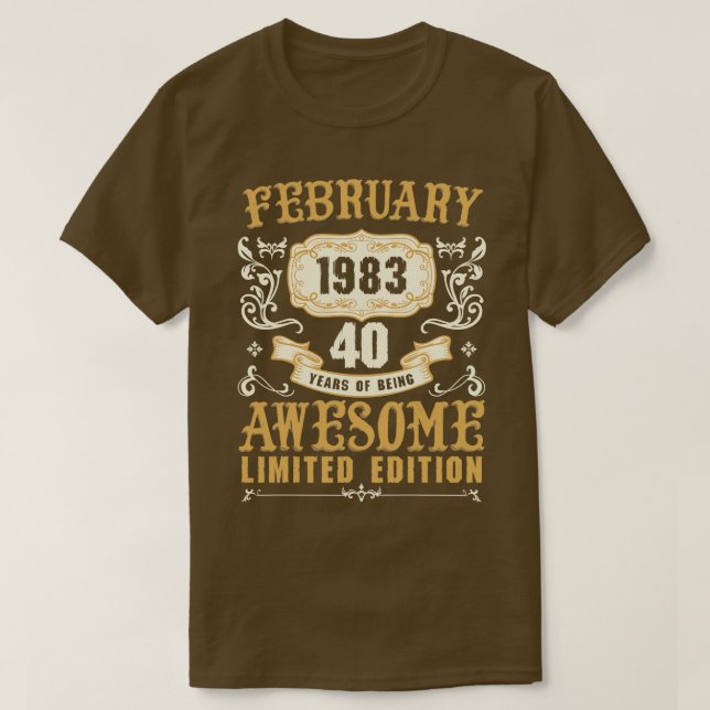 Februari 1983 40 år av Begränsad Fantastisk T Shirt (Design framsida)