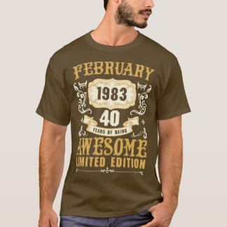 Februari 1983 40 år av Begränsad Fantastisk T Shirt